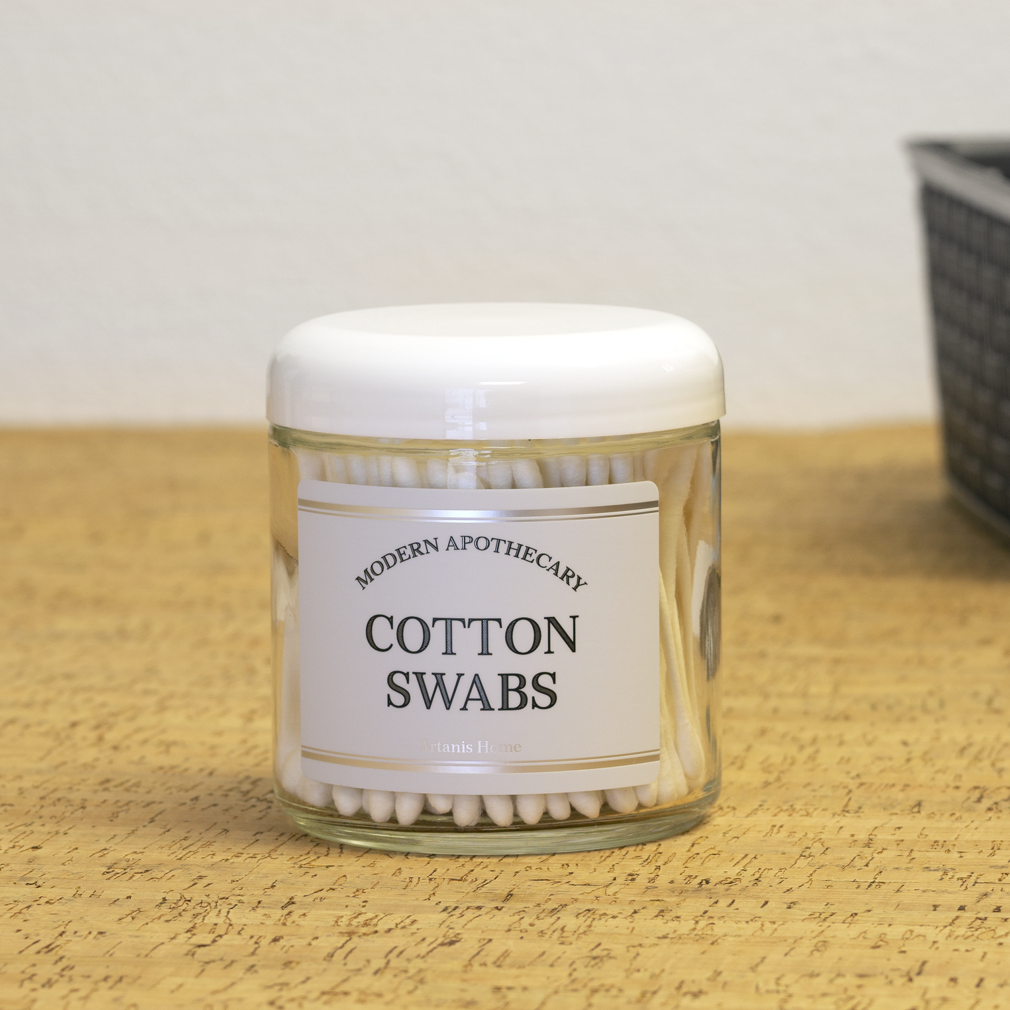 Clear 16 oz Glass Jar with "Modern Apothecary" Label and Lid