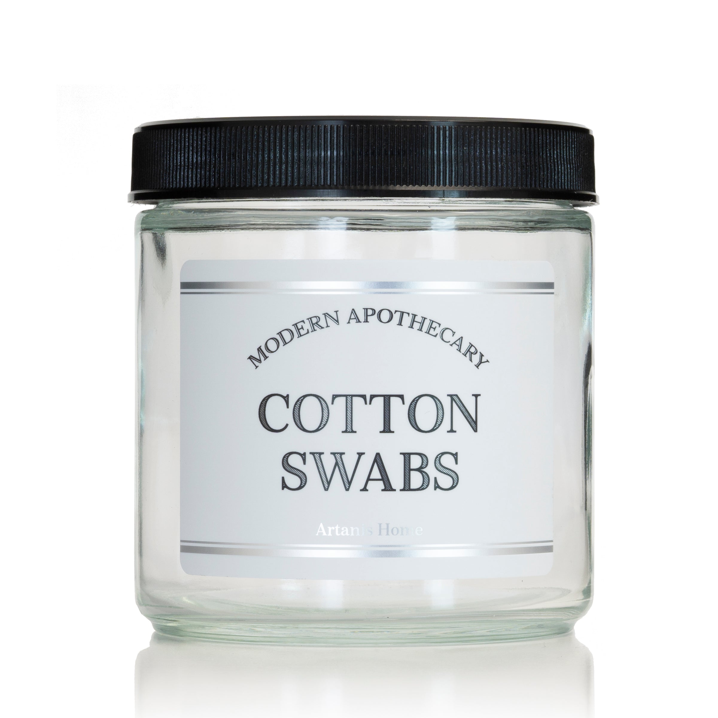 Clear 16 oz Glass Jar with "Modern Apothecary" Label and Lid