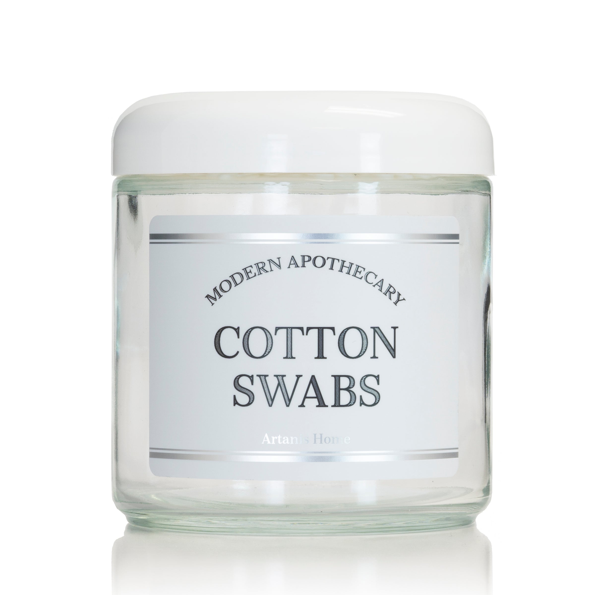 Clear 16 oz Glass Jar with "Modern Apothecary" Label and Lid