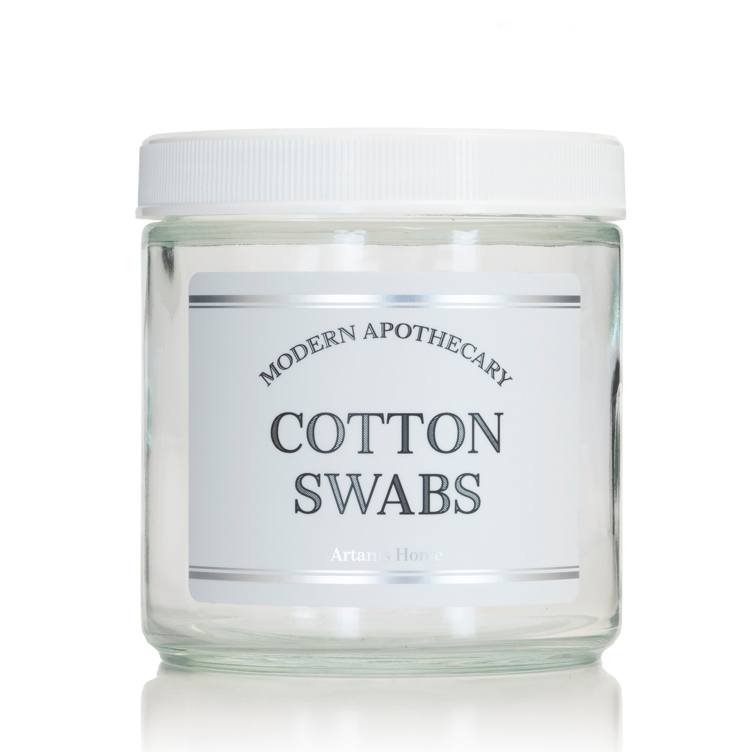 Clear 16 oz Glass Jar with "Modern Apothecary" Label and Lid