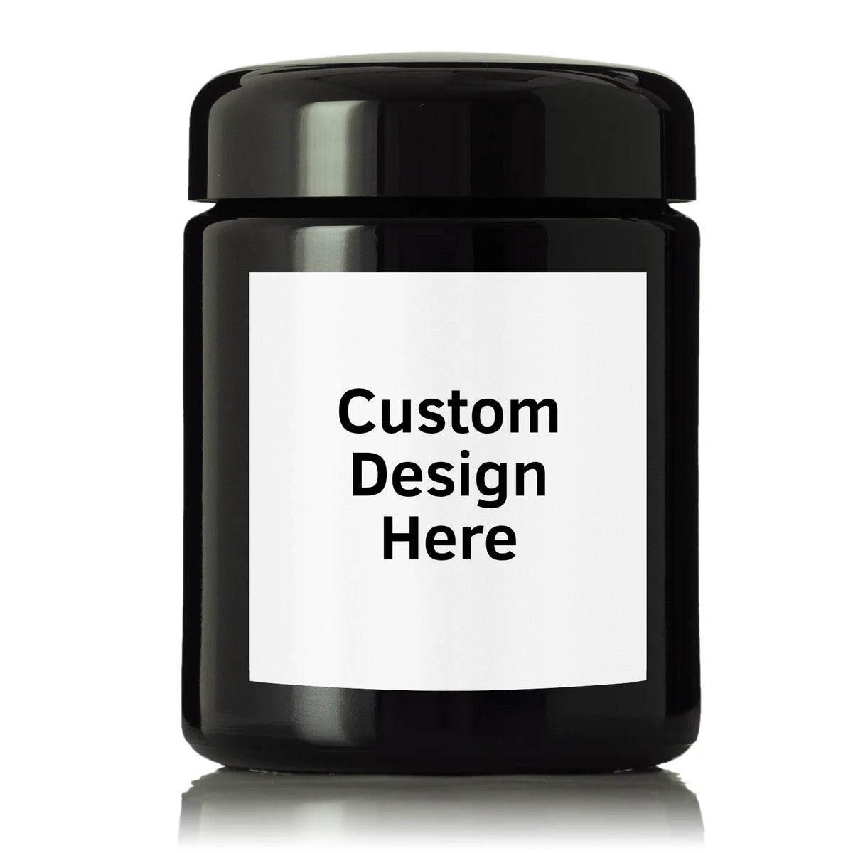 A 250ml Miron UV glass wide neck jar with personalized label. Customized Infinity Jars wholesale discounts in bulk.  