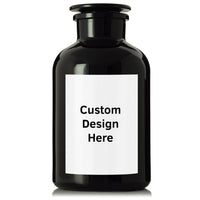 2 liter large black apothecary jar urn with customized waterproof label for storage