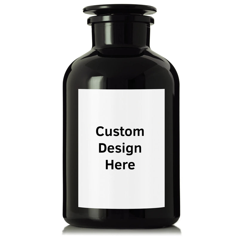 2 liter large black apothecary jar urn with customized waterproof label for storage