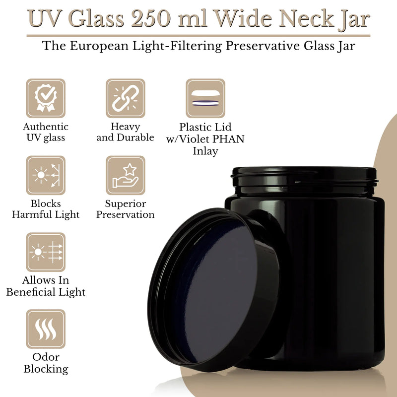 Miron Ultraviolet Glass Wide Neck Jar 250ml (8 oz )
