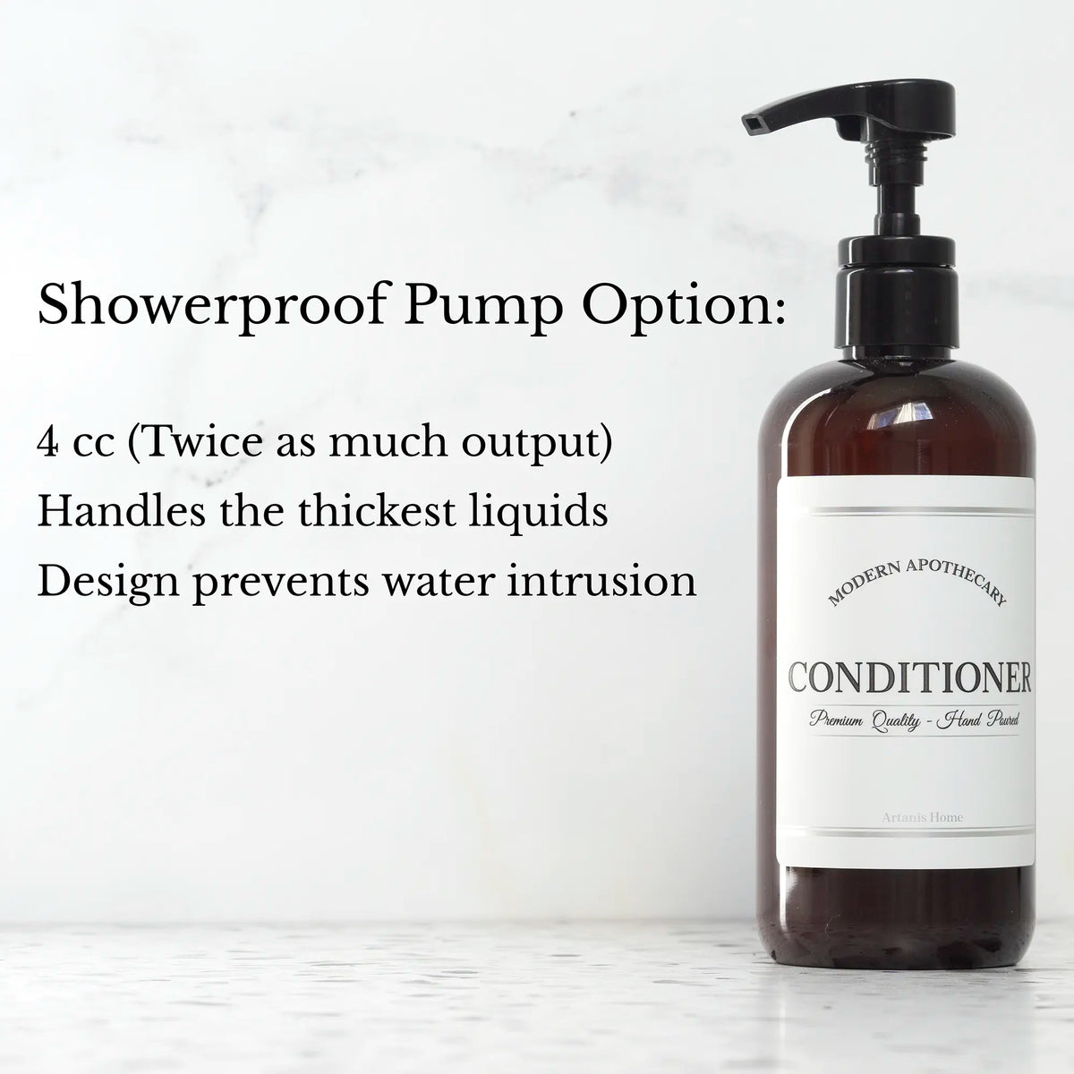 Amber "Modern Apothecary" Plastic Shower Bottle Trio