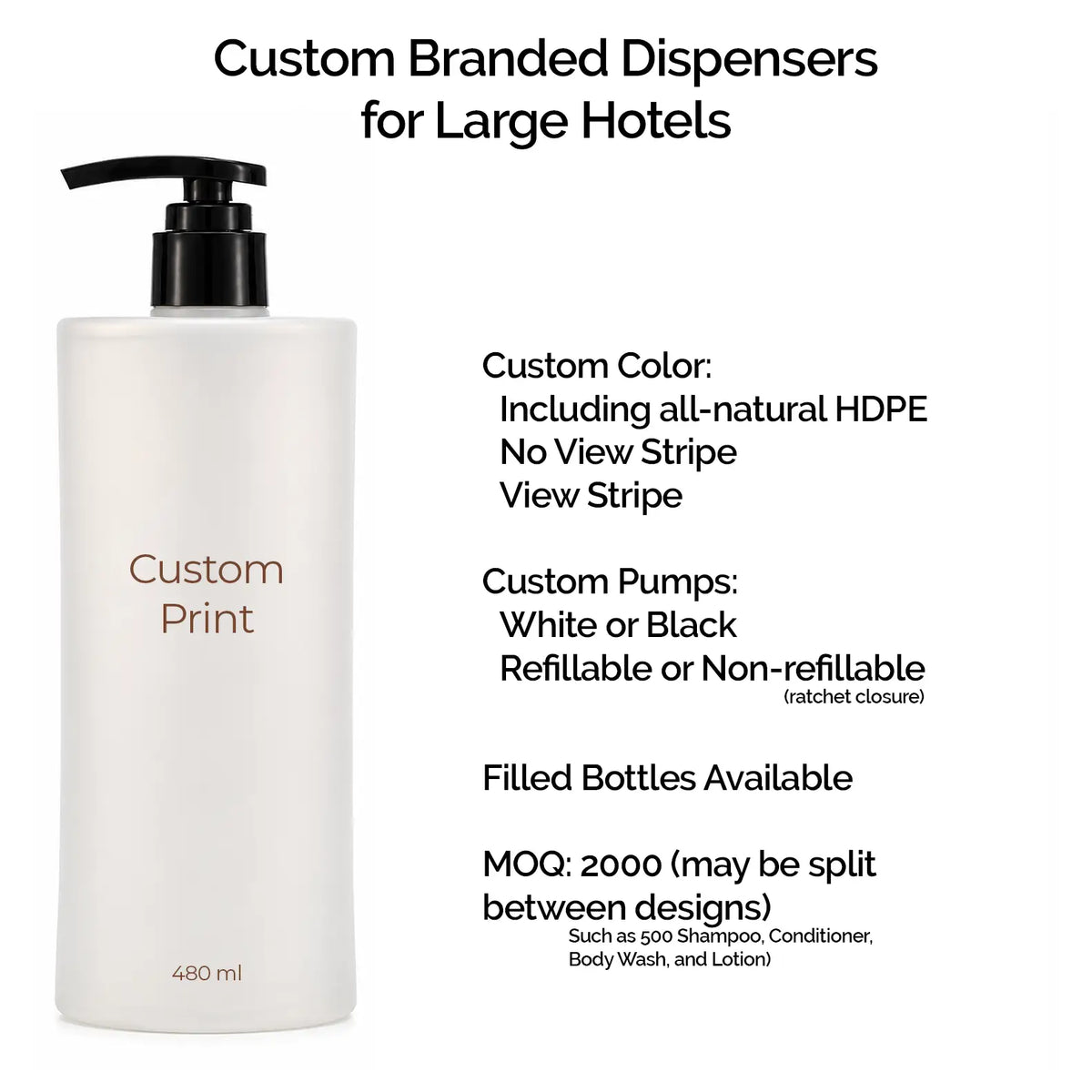 Floating View Stripe Refillable Custom Printed Dispenser, 480ml