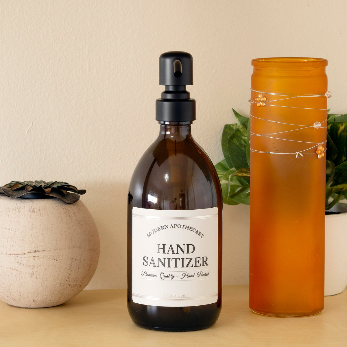 2 Amber Glass Modern Apothecary Euro Pump Bottles 16 oz