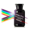 A visualization of how a Miron apothecary jar filters the spectrum of light with harmful light not penetrating the glass, and beneficial wavelengths of light (violet, UV-A, and some infrared) going through the glass to extend shelf life.