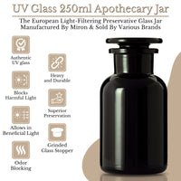 Customized Miron UV Glass Apothecary Jar 250ml (8 oz)
