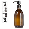 Amber glass 16 oz apothecary/syrup/sirop bottle with choice of pumps.