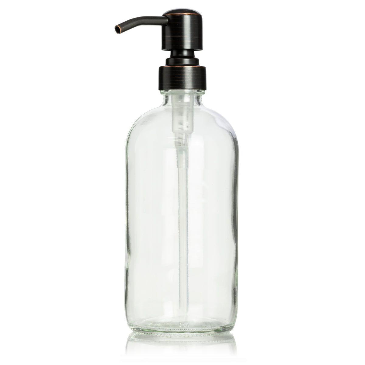 Clear Glass 16 oz Boston Round Soap Dispenser Pump Bottle