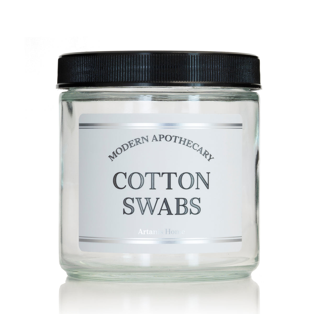 Clear 16 oz Glass Jar with "Modern Apothecary" Label and Lid