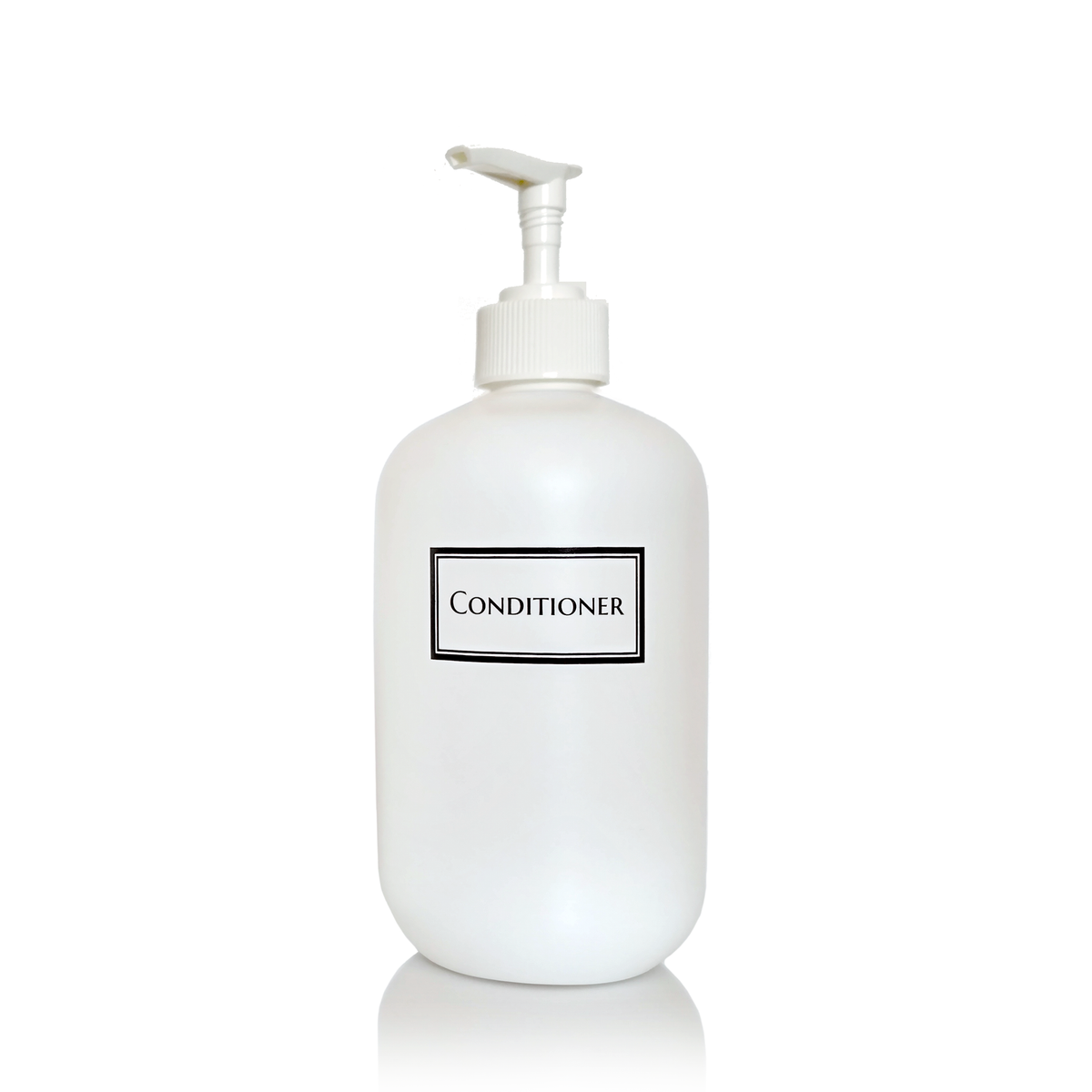 Silkscreened Squat Boston Round White Single Shower Bottle