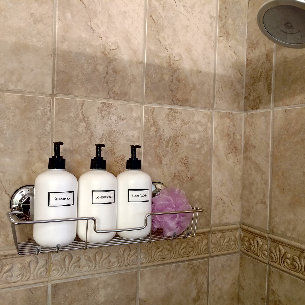 White Squat 16 oz Printed Shower Bottle Trio