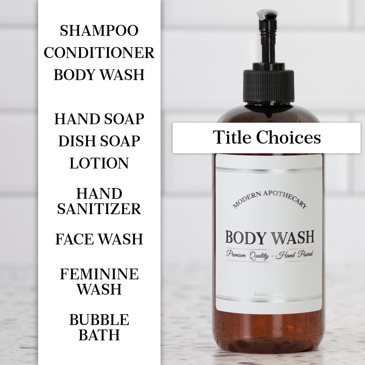Amber "Modern Apothecary" PET Plastic Bottle Duo (Choose Your Titles)