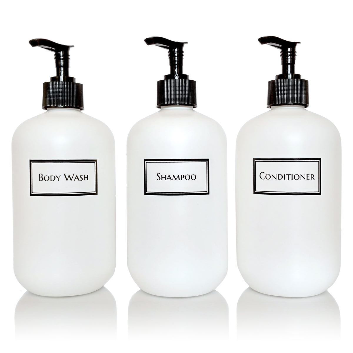 White Squat 16 oz Printed Shower Bottle Trio