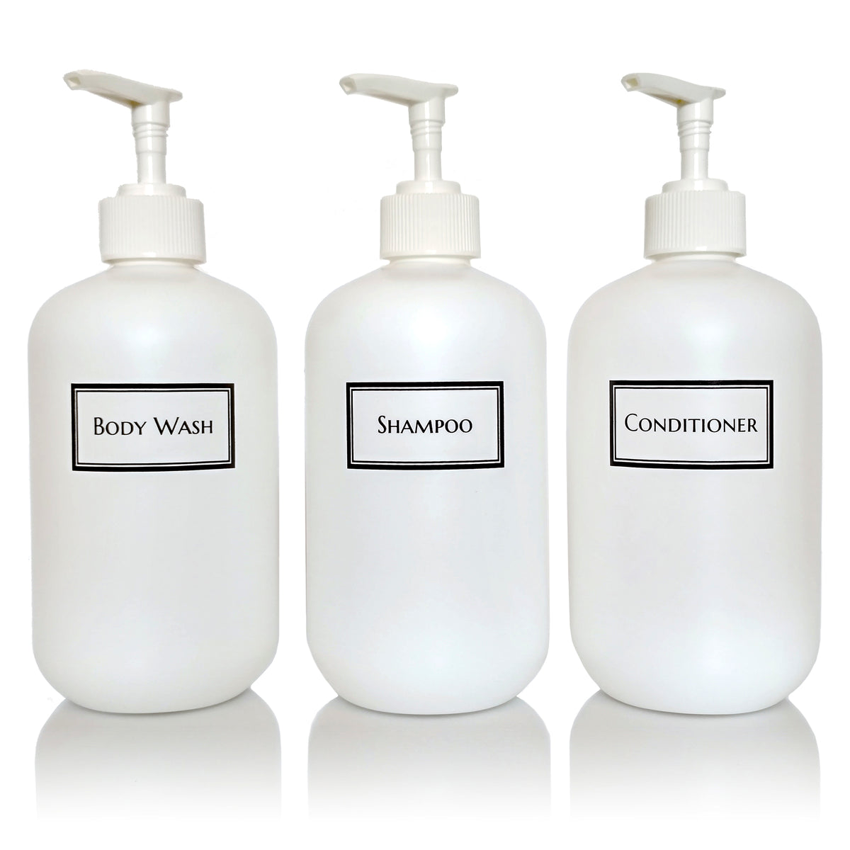 White Squat 16 oz Printed Shower Bottle Trio